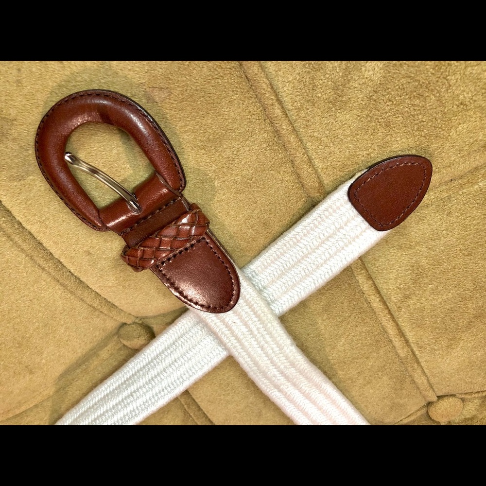 Talbots M White Stretch/leather Woman’s Belt $18